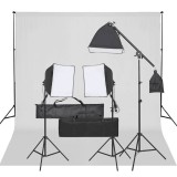 vidaXL Kit studio foto cu set de lumini și fundal 3094680