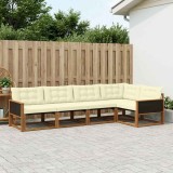 vidaXL Set de canapele de exterior cu pernă 5 pcs Natural și Crem 3381414