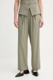 Samsoe Samsoe pantaloni JULIA femei, culoarea verde, lat, high waist, F23100048