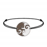 Yin&amp;Yang - Bratara personalizata snur cu doua pisici din argint 925