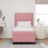 vidaXL Pat cu arcuri cu headboard Roz 90 x 200 cm Catifea