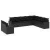 Set canapele de gradina cu perne, 10 piese, negru, poliratan