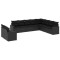 Set canapele de gradina cu perne, 10 piese, negru, poliratan