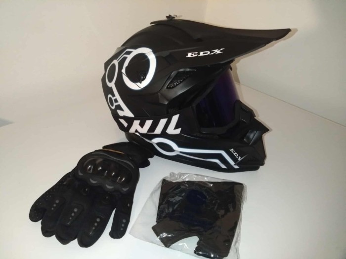 Set casca enduro+Ochelari+Manusi+Cagula marimea L(59-60cm)