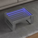 vidaXL Măsuță de cafea cu LED infinity, gri sonoma, 70x53x30 cm