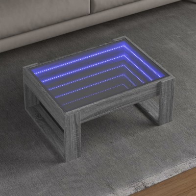 vidaXL Măsuță de cafea cu LED infinity, gri sonoma, 70x53x30 cm foto