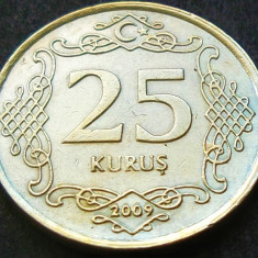 Moneda 25 KURUS - TURCIA, anul 2009 *cod 1946