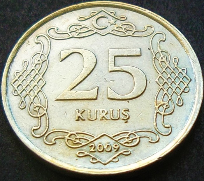 Moneda 25 KURUS - TURCIA, anul 2009 *cod 1946