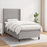 Cumpara ieftin Pat box spring cu saltea, gri deschis, 90x200 cm, textil