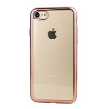 Capac protectie pt iPhone 7/8, transparent cu margini electroplacate rose gold, Roz
