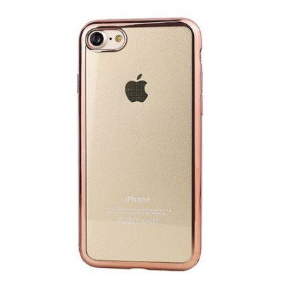Capac protectie pt iPhone 7/8, transparent cu margini electroplacate rose gold foto
