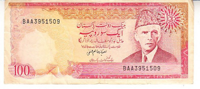 M1 - Bancnota foarte veche - Pakistan - 100 rupee - 1981 foto