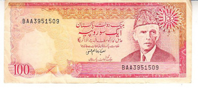 B11 12 - Bancnota foarte veche - Pakistan - 100 rupee - 1981 foto