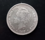 moneda din argint _ Spania _ 5 pesetas 1893 ( PG - L )