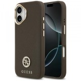 Husa MagSafe pentru Apple iPhone 17, Guess, Grained Strass Logo, Maro