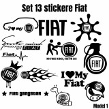 Set 13 Stickere Auto Fiat Personalizate , 5 Dimensiuni si 6 Culori