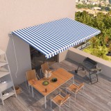 VidaXL Copertină retractabilă automat, albastru și alb, 500x350 cm