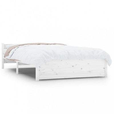 Cadru de pat, alb, 140x200 cm, lemn masiv foto