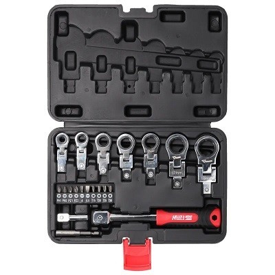 Set 20 buc. chei unghiulare cu clichet, 6-19mm, CrV, capete interschimbabile DEDRA 17L5001 foto