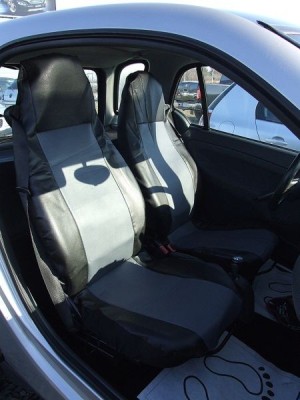2 x Smart ForTwo Huse Scaune Masini Auto Negru Gri Piele foto