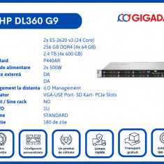HP DL360 G9 2x E5-2620 v3 256GB 2.4TB P440AR 2x PS 6 Luni Garantie