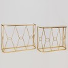 Set 2 Console Metalice Oglinda Golden Touch, Auriu, 100/90cm, Mobila Gradina, Masa Decorativa