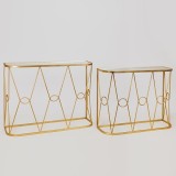Set 2 console metalice cu oglinda Golden Touch