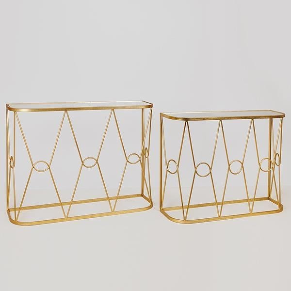 Set 2 console metalice cu oglinda Golden Touch
