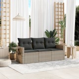 VidaXL Set canapele de grădină cu perne, 3 piese gri deschis poliratan 3252199