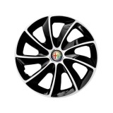 Set 4 Capace Roti potrivite jantelor de 16 inch, pentru Alfa Romeo, model Stig Extra Black &amp; White
