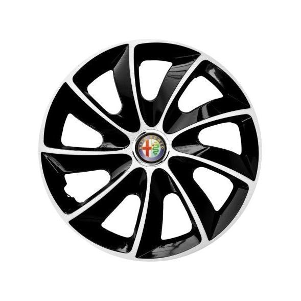 Set 4 Capace Roti potrivite jantelor de 15 inch, pentru Alfa Romeo, model Stig Extra Black &amp; White