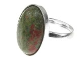 Cumpara ieftin Inel Argint 925 Reglabil cu Unakit Natural 18x13mm, Bijuterie Femei, Piatră Semiprețioasă