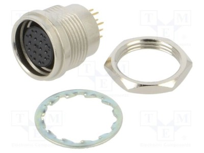 Conector circular soclu mamă HIROSE HR25 16 pini THT 30V AC 42V DC aurit push-pull foto