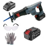 Fierastrau tip sabie cu acumulator, 18 V, 2 Ah, Li-ion, incarcator+cadou ochelari,manusi Graphite Energy