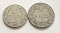 y127 UNGARIA 10 FILLER 1895 si 20 FILLER 1894 KB VF FRUMOASE