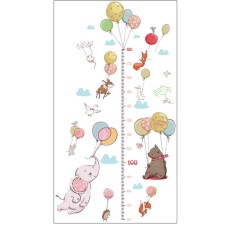 Metru Sticker Autocolant, Baloane si Animale Salbatice, pentru Masurare Inaltime Copii, CBD CORAL BEST DEALS Alb 60 cm 90 cm 60 cm Alb 1 Folie