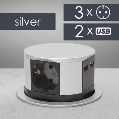Bloc multipriza incorporabil, 3 prize + USB Best CarHome foto