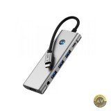 Hub USB-C Tech-Protect HB04 1 x USB-A 3.0 - 2 x USB-A - 2 x USB-C - 1 x HDMI - 1 x SD - 1 x microSD - 1 x Jack 3.5mm Gri