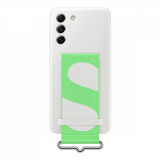 Husa de protectie telefon Samsung, Silicone Cover Strap pentru Samsung Galaxy S21 FE, White
