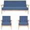 vidaXL Set de canapele, 3 piese, albastru, material textil