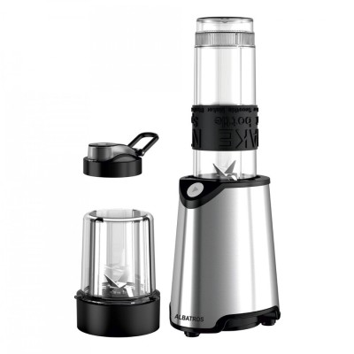 Blender Albatros Energy Mix, 600 W, 1 viteză (Pulse), Vas mixare 0.57 L, Lame inox, R&amp;acirc;şniţă, Capac siguranţă, Negru/Inox foto