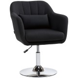 HOMCOM Fotoliu rotativ, fotoliu de birou reglabil pe &icirc;nălțime, material textil de in, metal, 60 x 60 x 79-91 cm, Negru | Aosom Romania