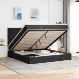 VidaXL Cadru de pat otoman cu saltele, catifea neagră 180x200cm 3314482