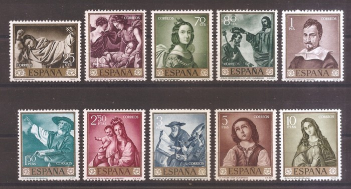 Spania 1962 - Tablouri de Francisco de Zurbaran - Ziua timbrului, MNH