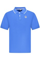 Tricou polo barbati, cu mini logo brodat si detalii pe guler, Regular fit, Albastru, S