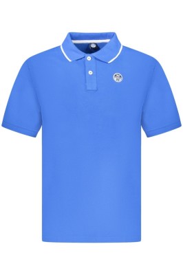 Tricou polo barbati, cu mini logo brodat si detalii pe guler, Regular fit, Albastru, S foto