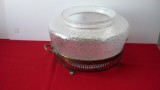 Vas Sticla cu Suport Argintat Antic, 18cm Inaltime, 32cm Diametru Anse - Decor Elegant