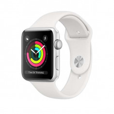 Apple Watch 3, 42mm, Carcasa Aluminiu, Bluetooth, Wi-Fi, Bratara Silicon, Rezistent la apa si praf, Alb foto