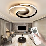 Lampă de tavan LED, lampă de tavan modernă dimabilă cu telecomandă pentru living, lampă de dormitor neagră și albă, rotundă, lampă de living cu funcți