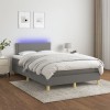 VidaXL Pat cu arcuri, saltea și LED, gri &icirc;nchis, 120x200 cm, textil 3133622